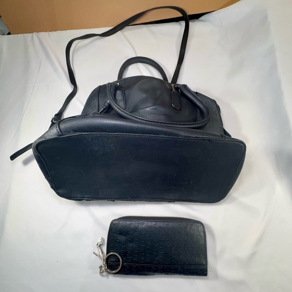 Guess Black Logo Satchel Bag with Matching Wallet Set Womens Shoulder Handbag - Picture 3 of 9